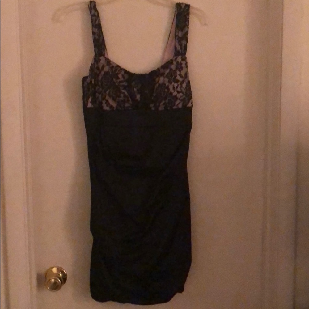 Black/pink lace cocktail dress